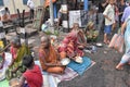 Kolkata, India Ã¢â¬â September 28 2019; Street beggar is sitting on the street asking for change in the occasion of